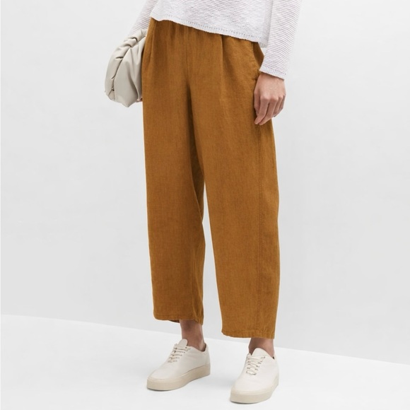 Eileen Fisher Pants - EILEEN FISHER NWT L Organic Linen Lantern Pants in Bronze • Cropped Lightweight
